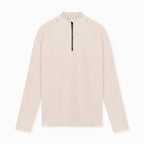 Beige long-sleeve shirt with a quarter zip on a white background