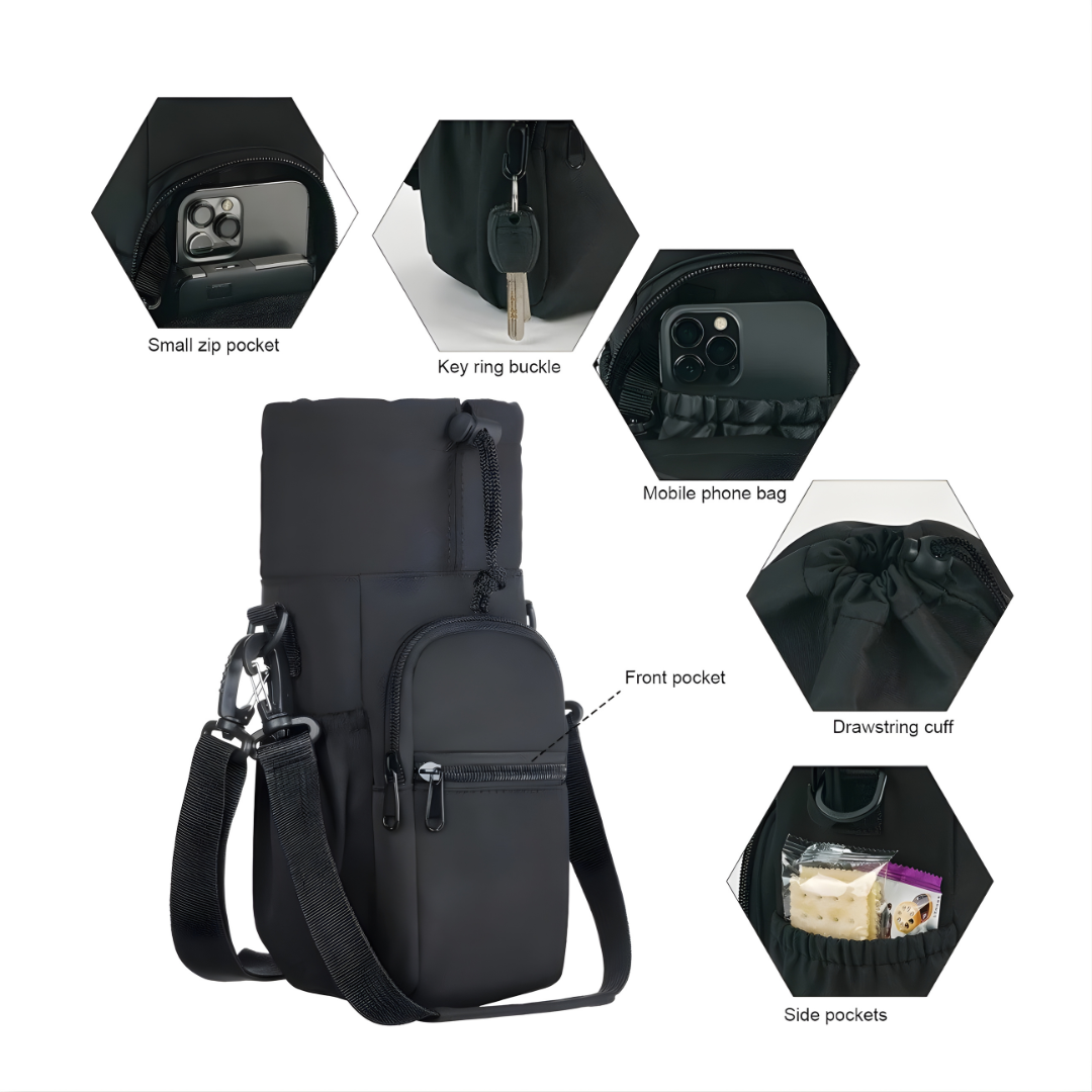 HydraLuxe™ Water Bottle Bag – Hands-Free Outdoor Hydration Sling