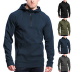Navy blue hoodie with multiple color options displayed on a white background