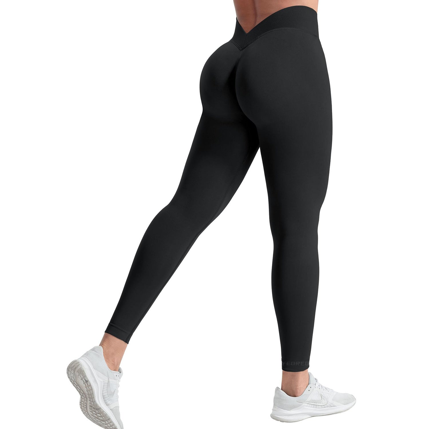 Black leggings worn by a person on a white background