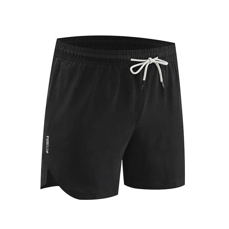 Black shorts with a drawstring on a white background