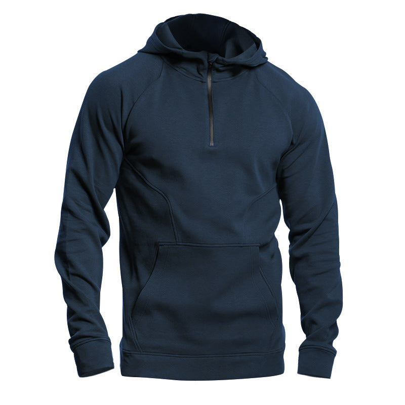 Navy blue hoodie on a white background