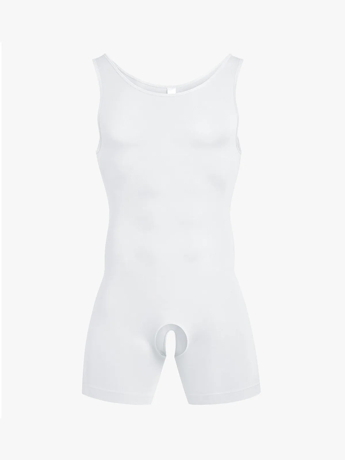 White sleeveless romper on a white background