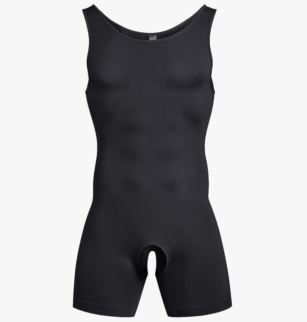 Black bodysuit on a white background